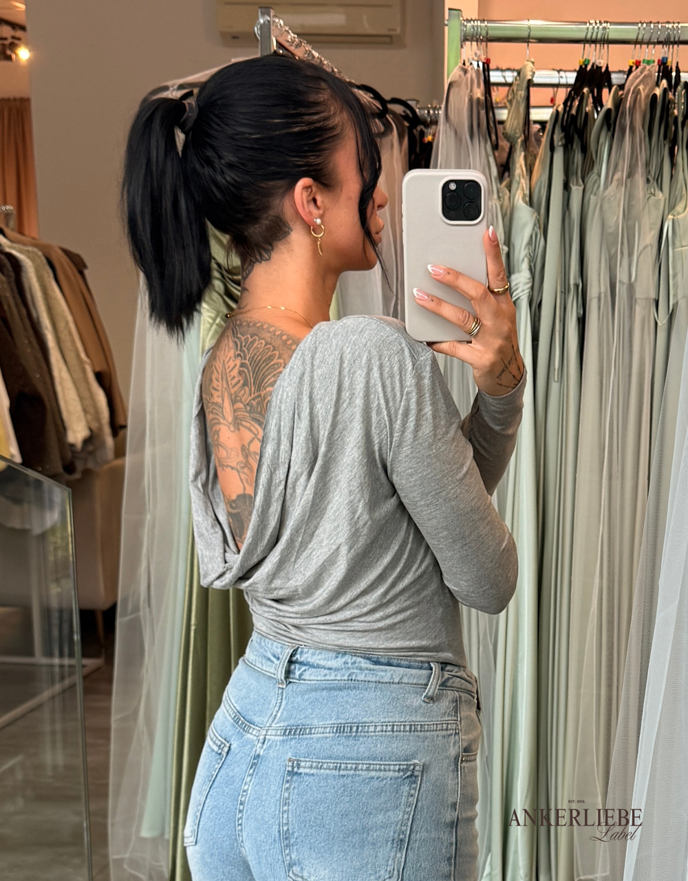 longsleeve shirt rückenfrei | grau
