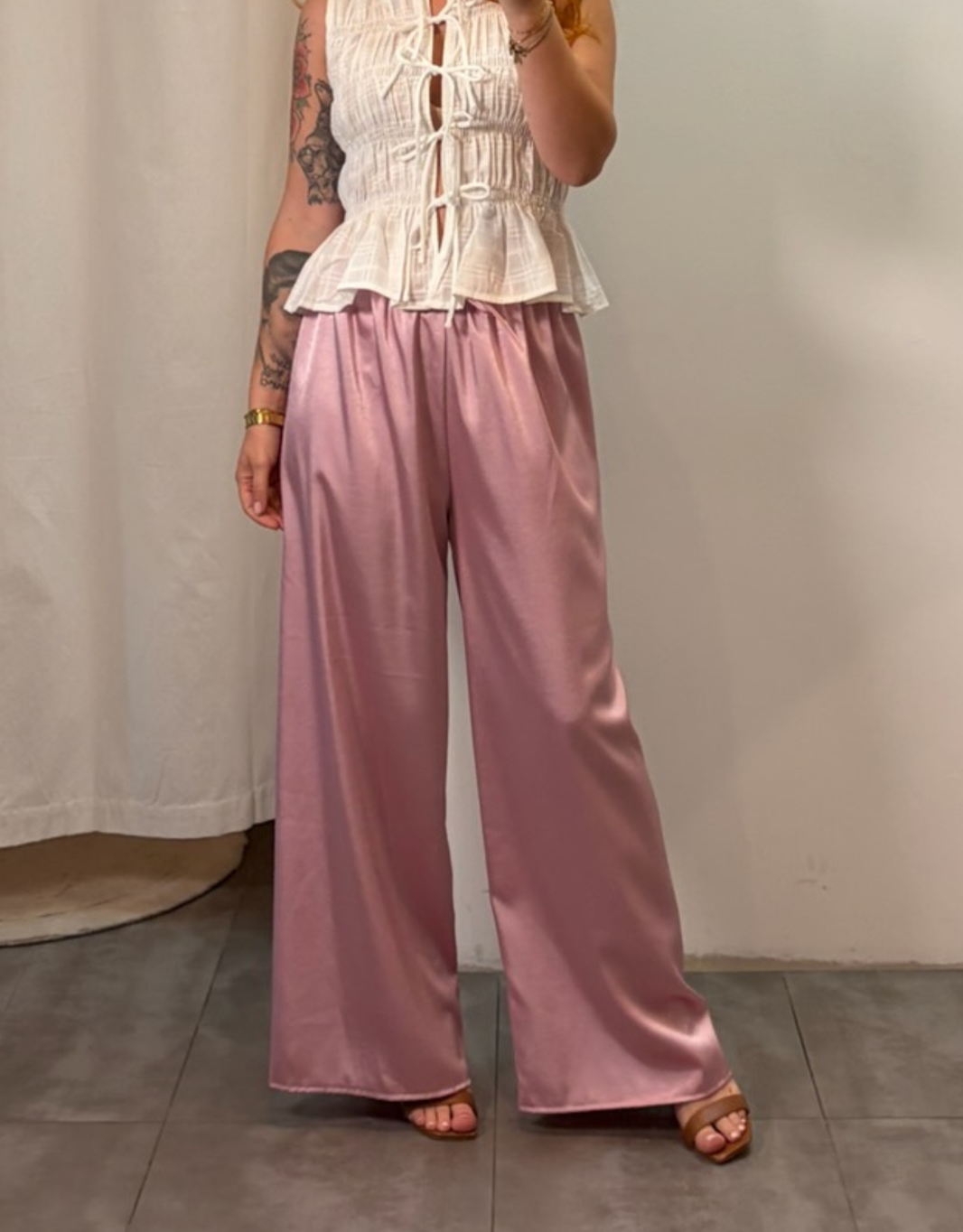 leichte satinhose | rosa
