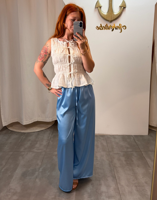 leichte satinhose | blau