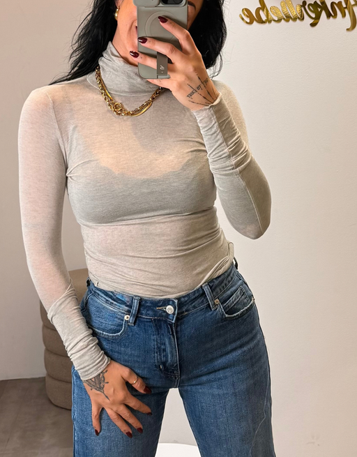 kaschmir shirt langarm mit rolli  | champagne