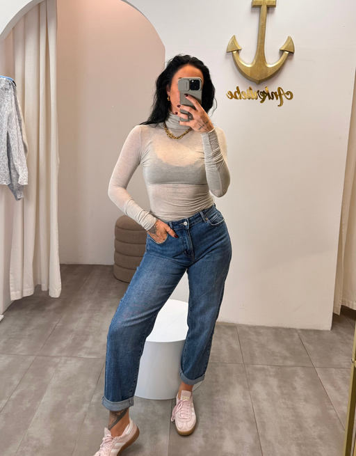 kaschmir shirt langarm mit rolli  | champagne