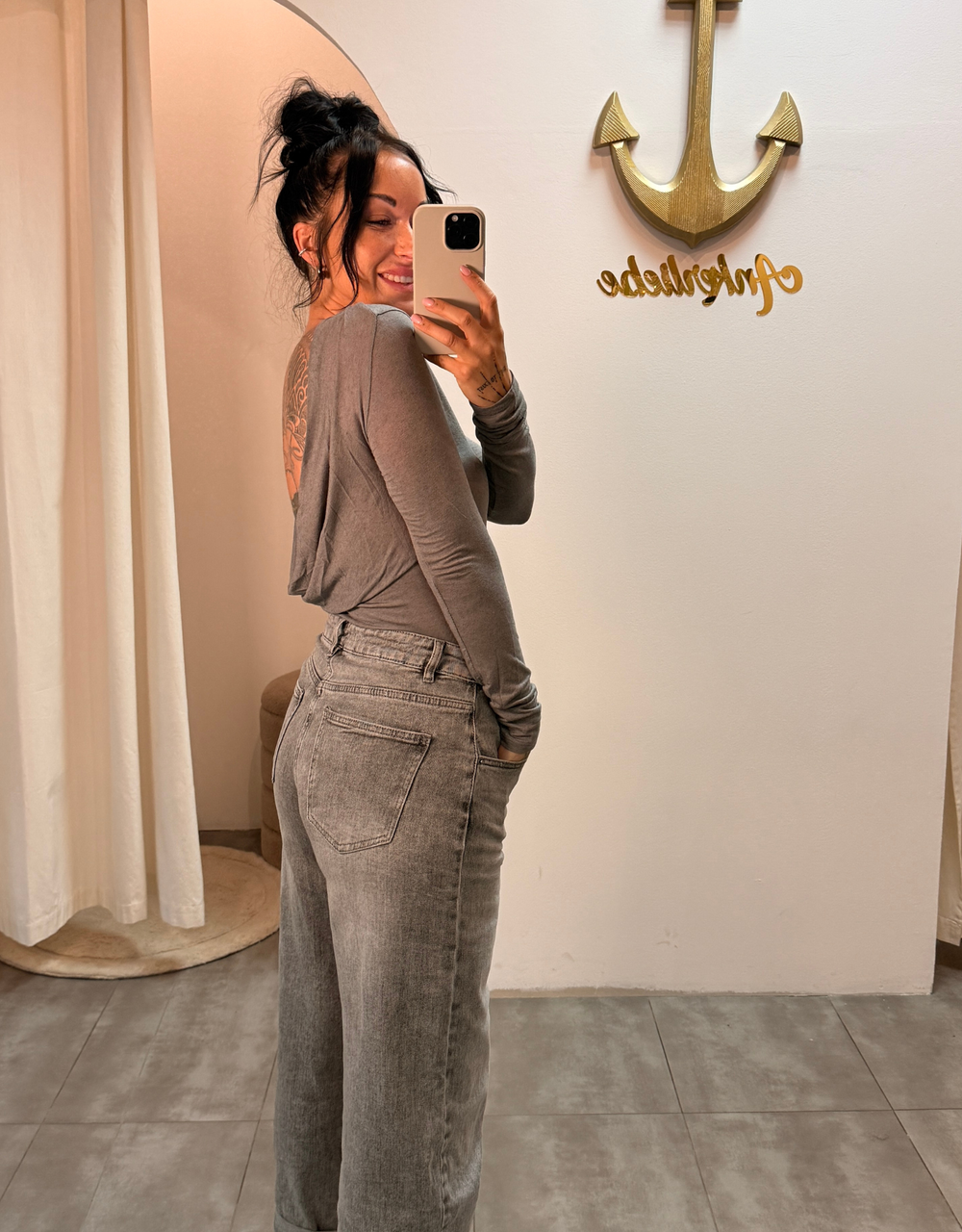 cashmere shirt rückenfrei | grau