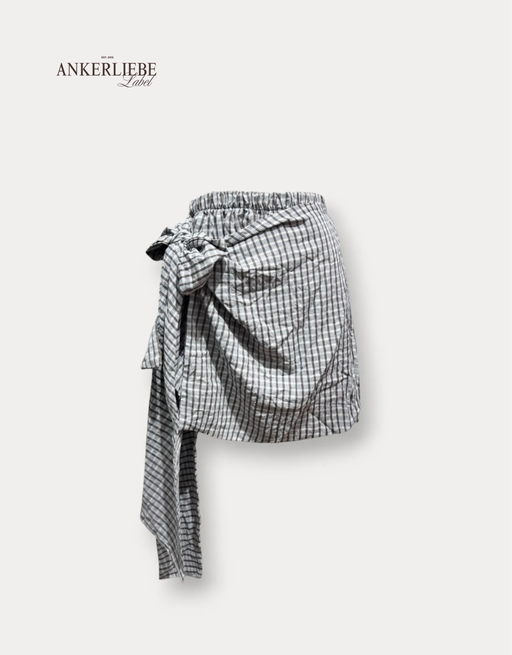 karierter wickel-skort | hellblau/choco