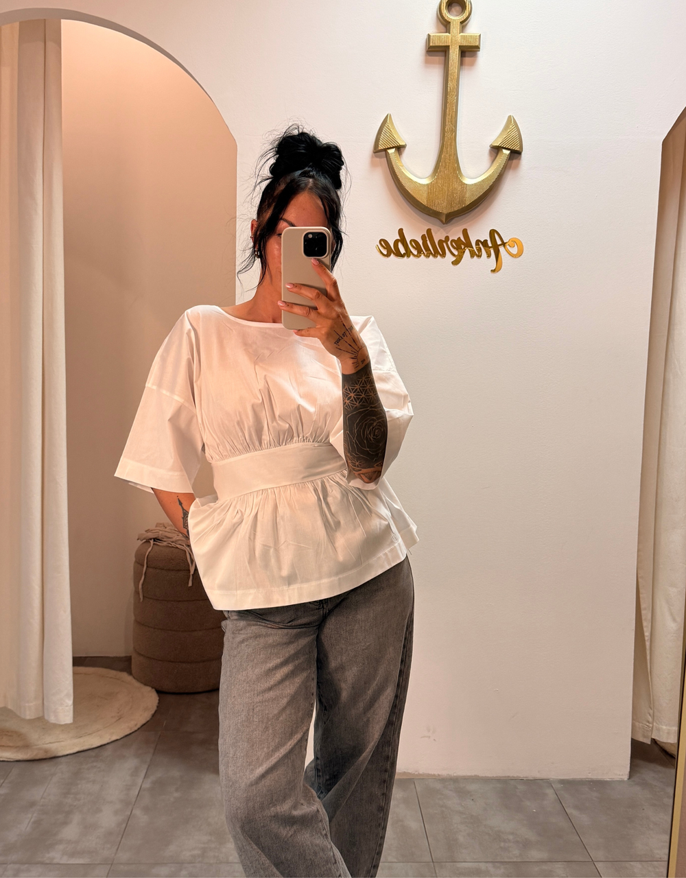 blusenshirt open back | weiß