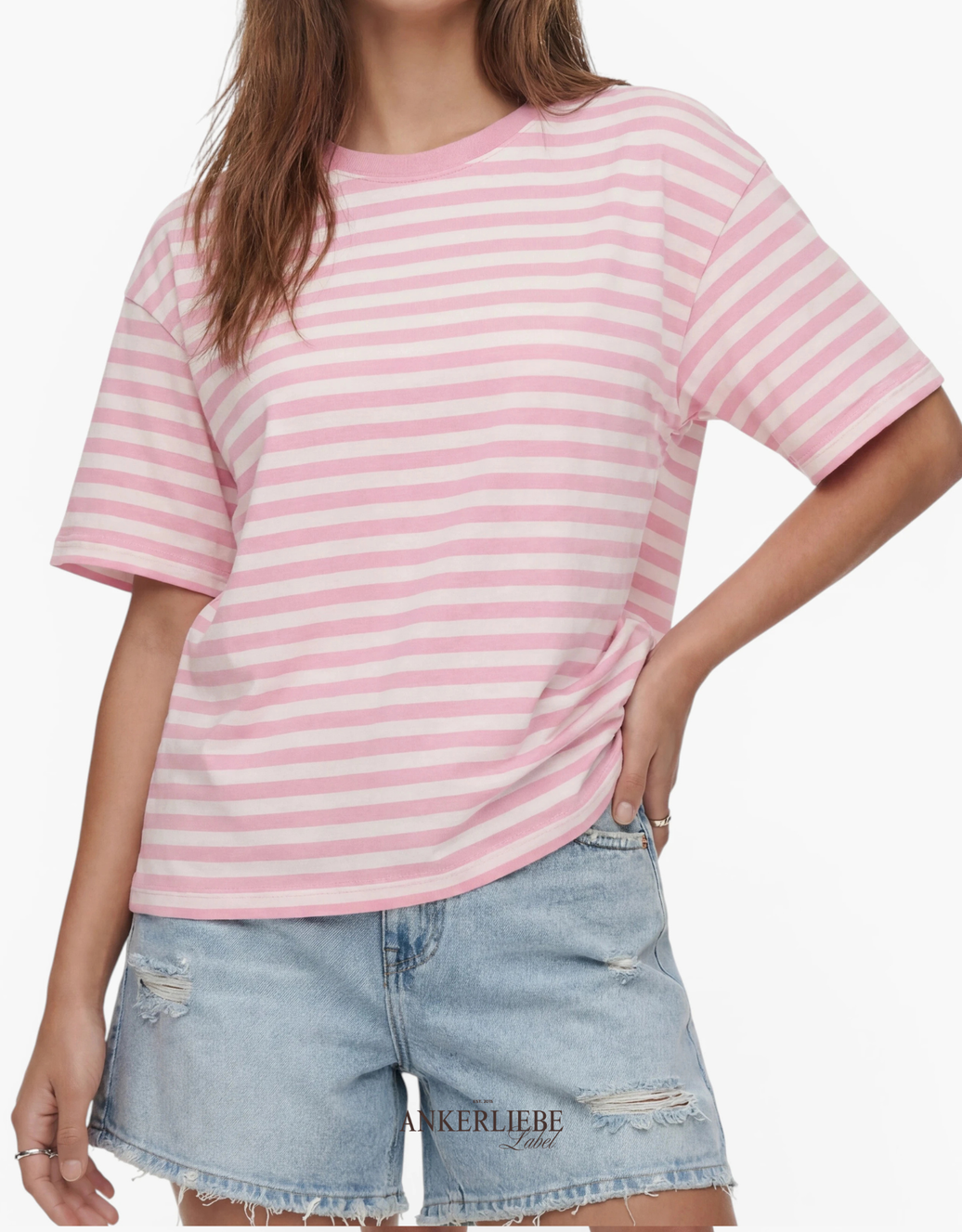 gestreiftes oversize shirt  | rosa