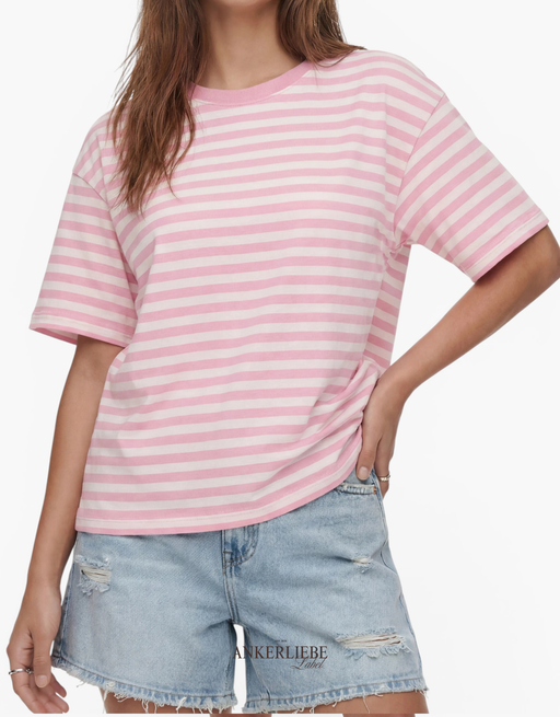 gestreiftes oversize shirt  | rosa