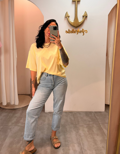 oversize shirt fine stripes | butteryellow