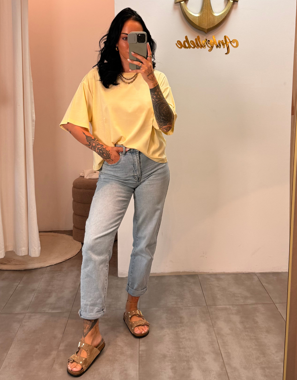oversize shirt fine stripes | butteryellow