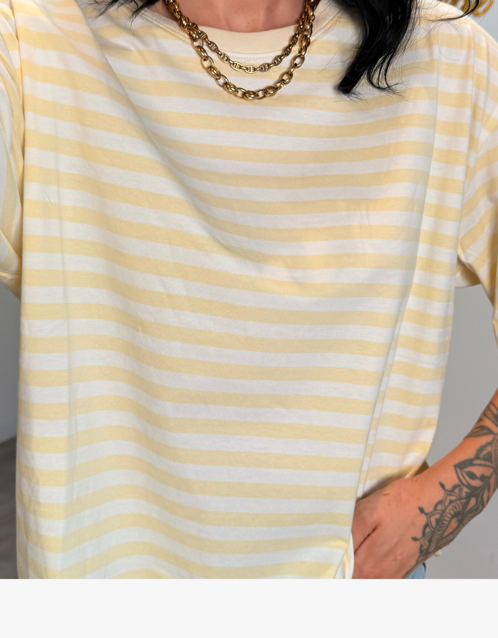 gestreiftes oversize shirt  | butteryellow