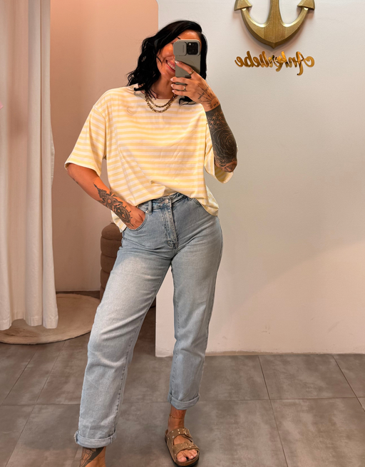 gestreiftes oversize shirt  | butteryellow