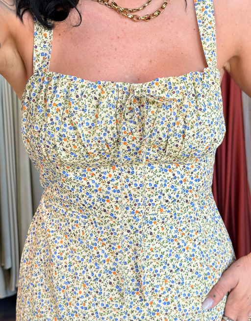 sommerliches Trägerkleid mit Blumen-Print | beige
