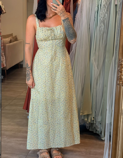sommerliches Trägerkleid mit Blumen-Print | beige