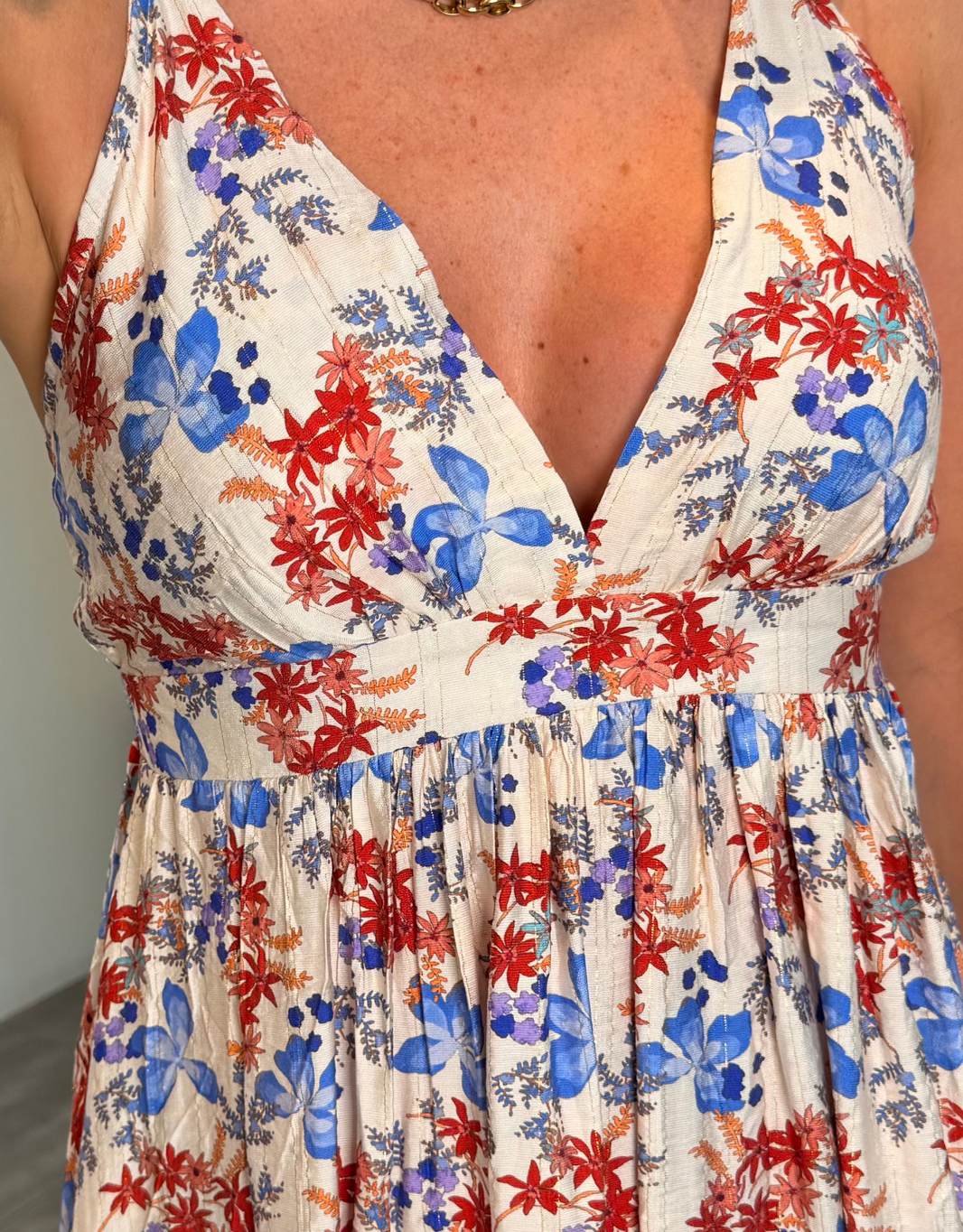 image Boho-Sommerkleid mit überkreuzten Trägern & elastischem Bund | beige