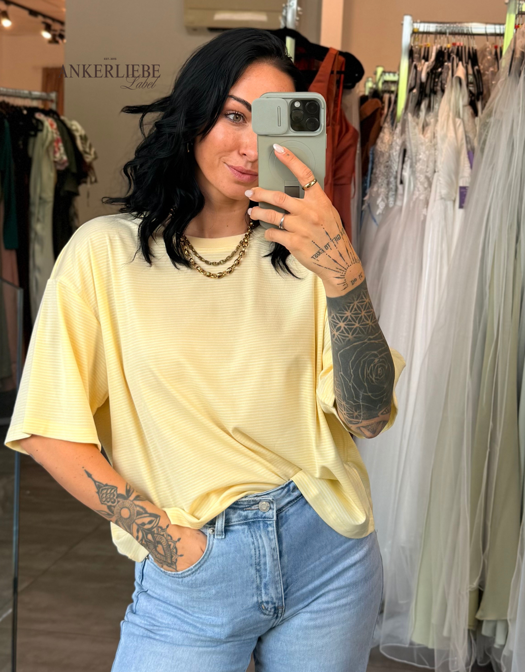 oversize shirt fine stripes | butteryellow
