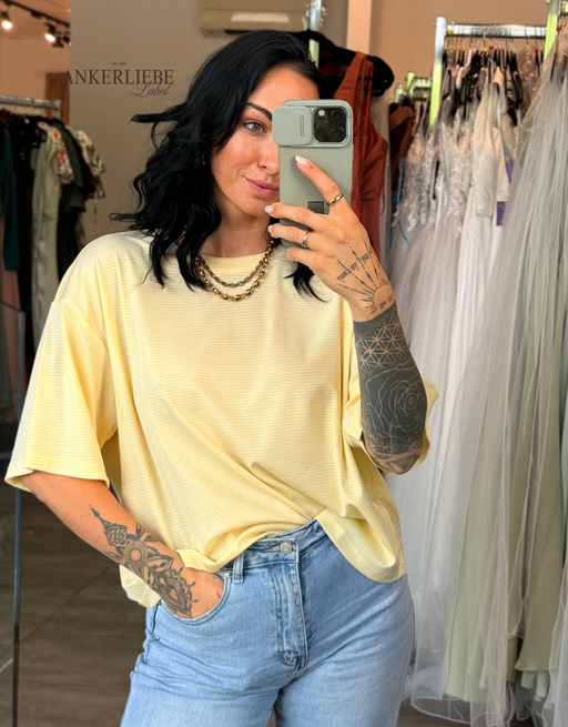 oversize shirt fine stripes | butteryellow
