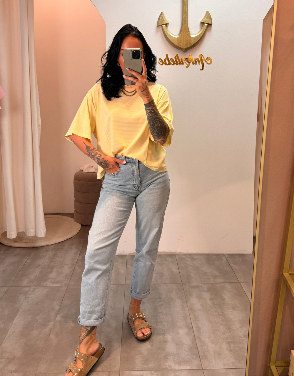 oversize shirt fine stripes | butteryellow