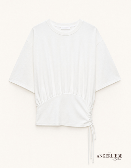 t-shirt aus elastischem baumwolljersey | ecru