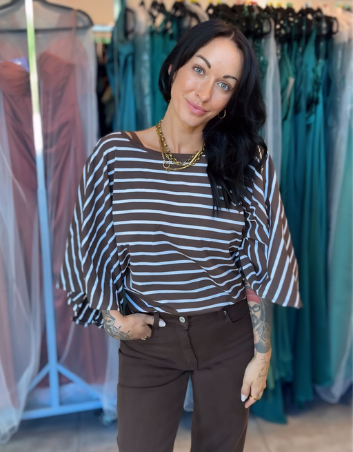 rückenfreies oversized shirt | creme/choco