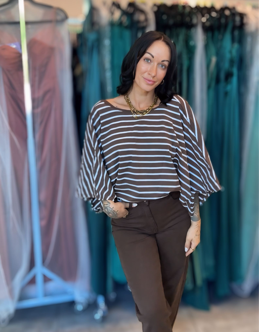 rückenfreies oversized shirt | creme/choco