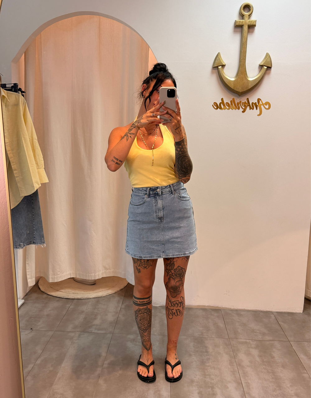 soft denim rock high waist | summer blue