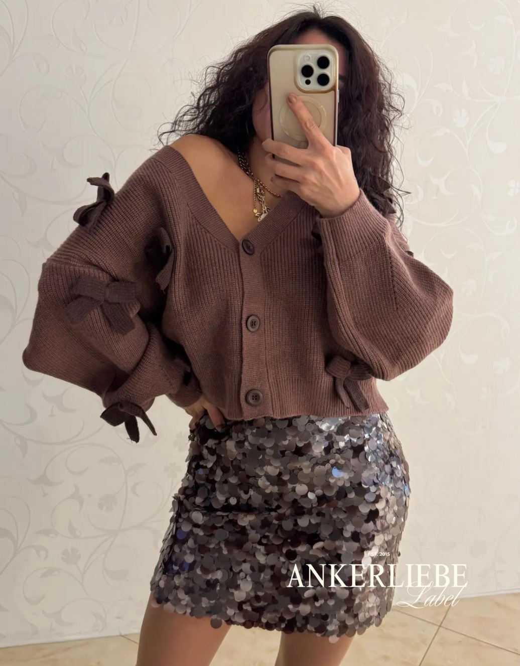 sweet bow weste cropped | braun