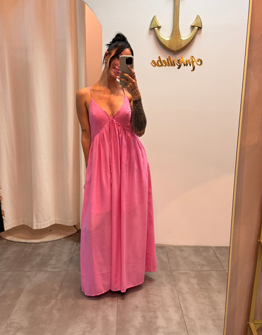 fließendes Maxikleid mit Spaghettiträgern und Rückenausschnitt | blush