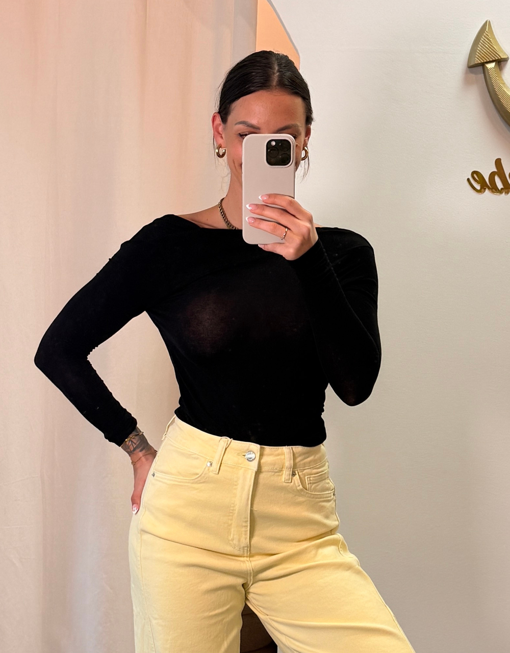cashmere shirt rückenfrei | schwarz