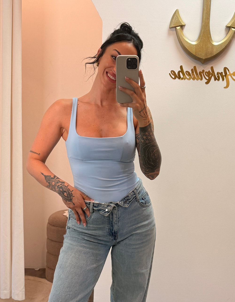 fine backless top | hellblau