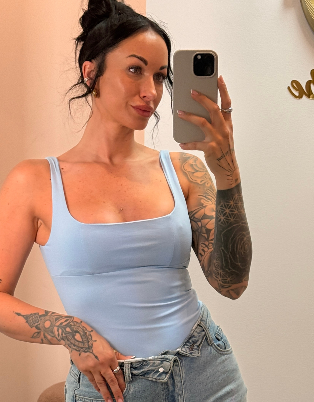 fine backless top | hellblau