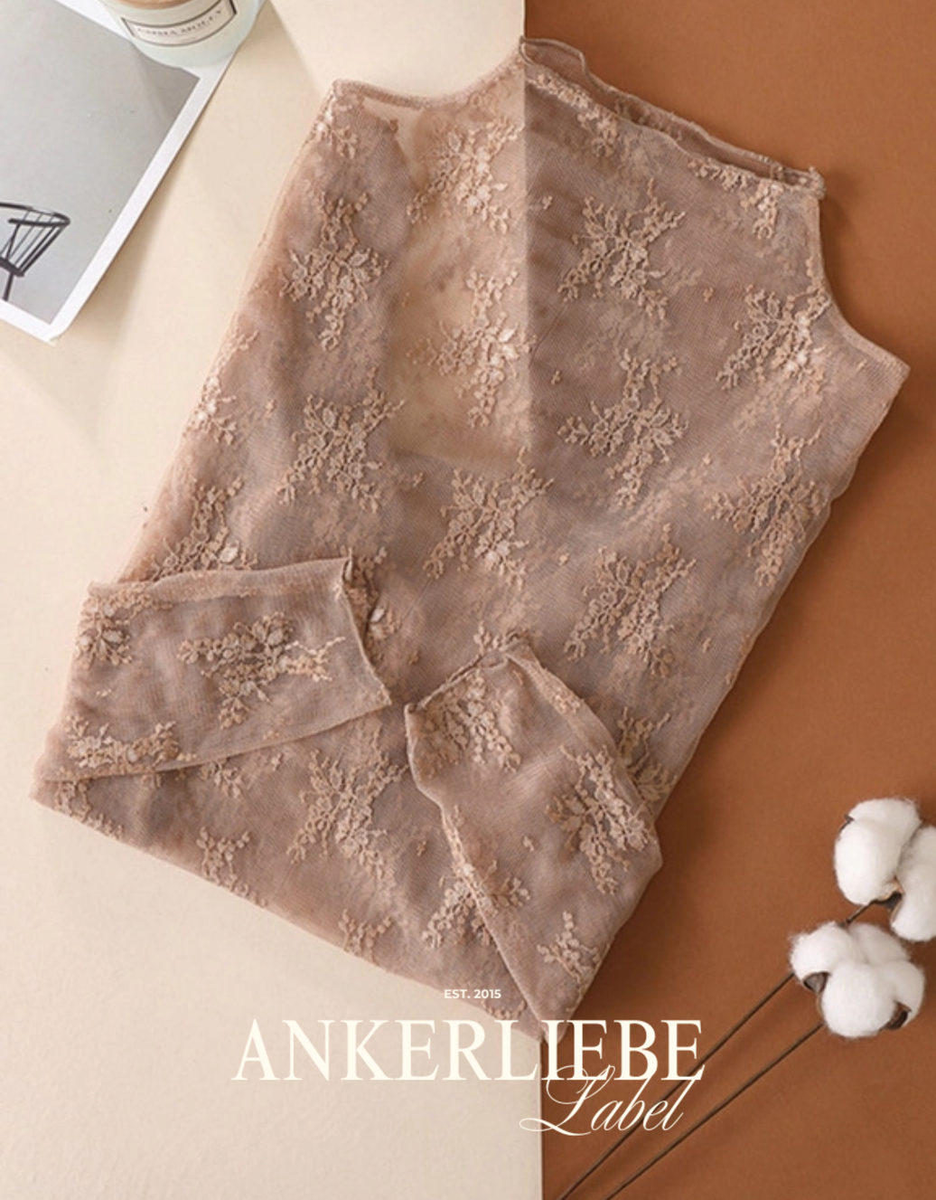 spitzenoberteil coffee | langarm