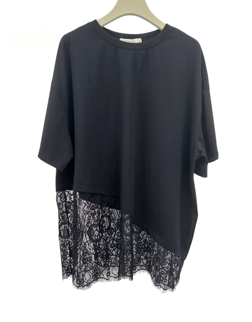 spitzenshirt oversized schwarz