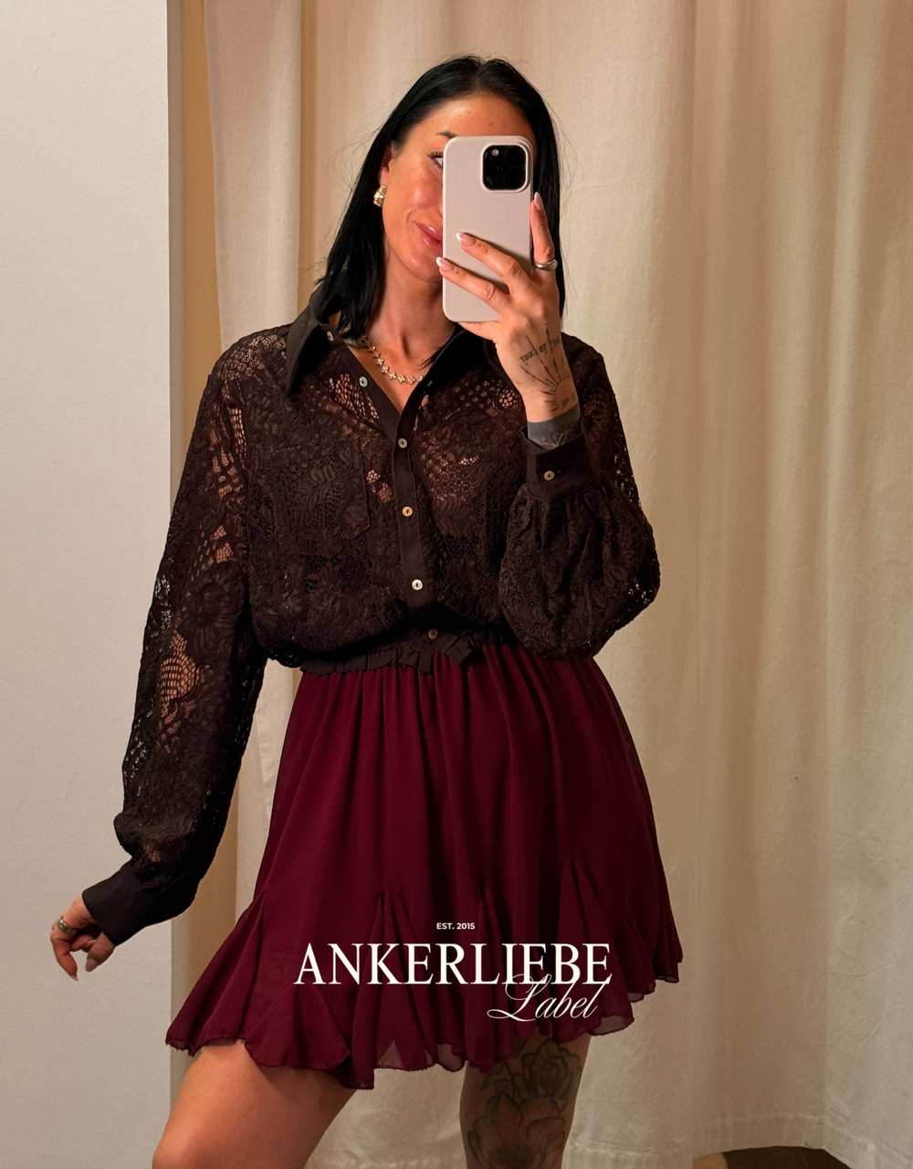 spitzen-crop-bluse | chocolate