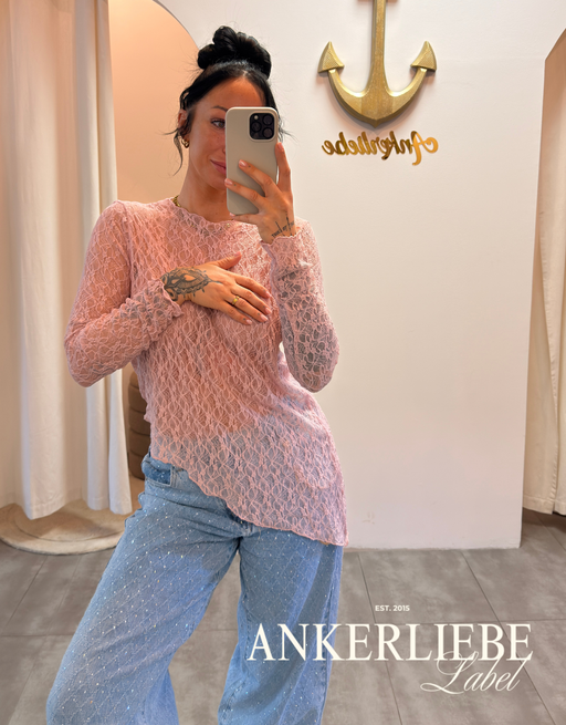 spitzenshirt schräg | rosa