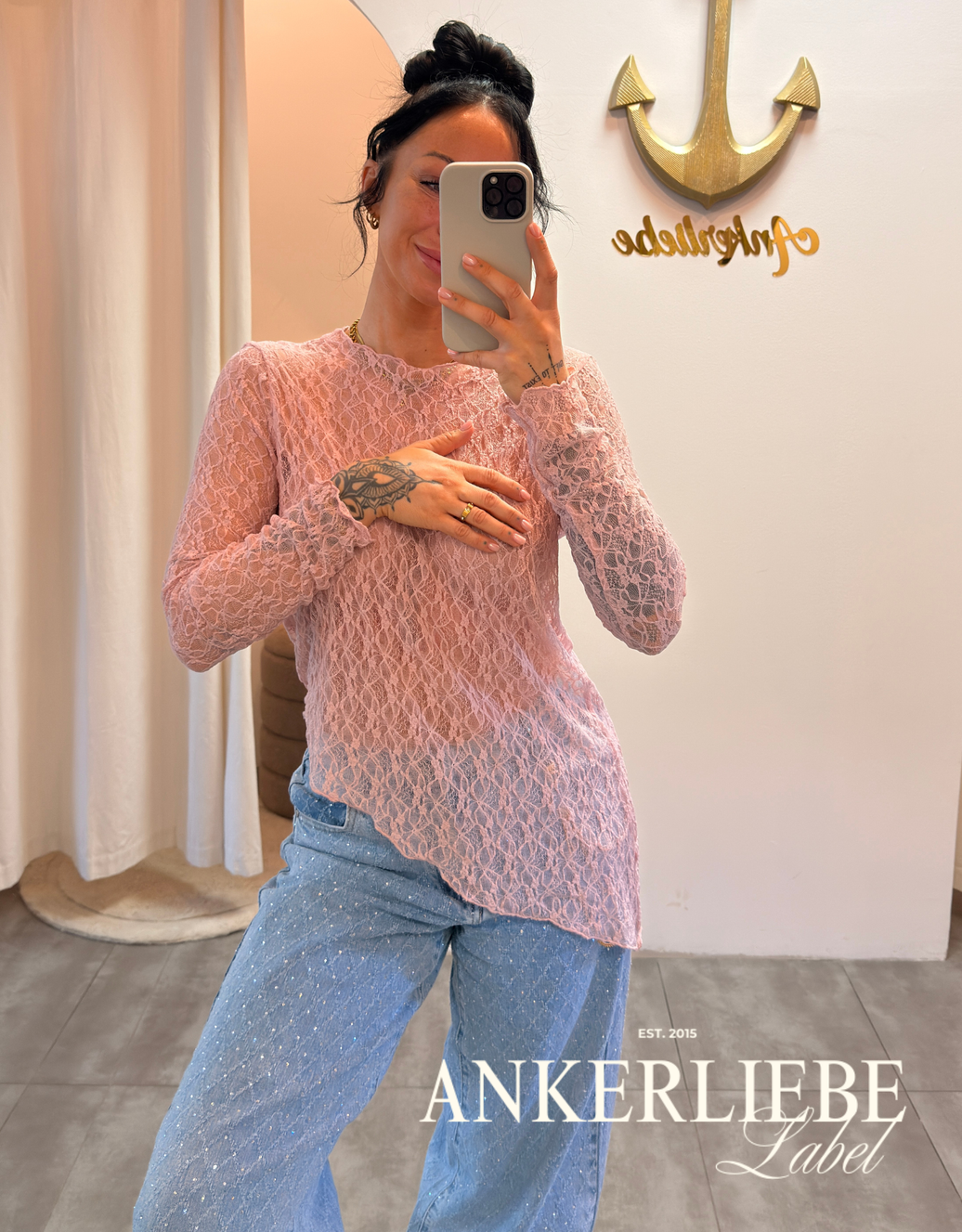 spitzenshirt schräg | rosa