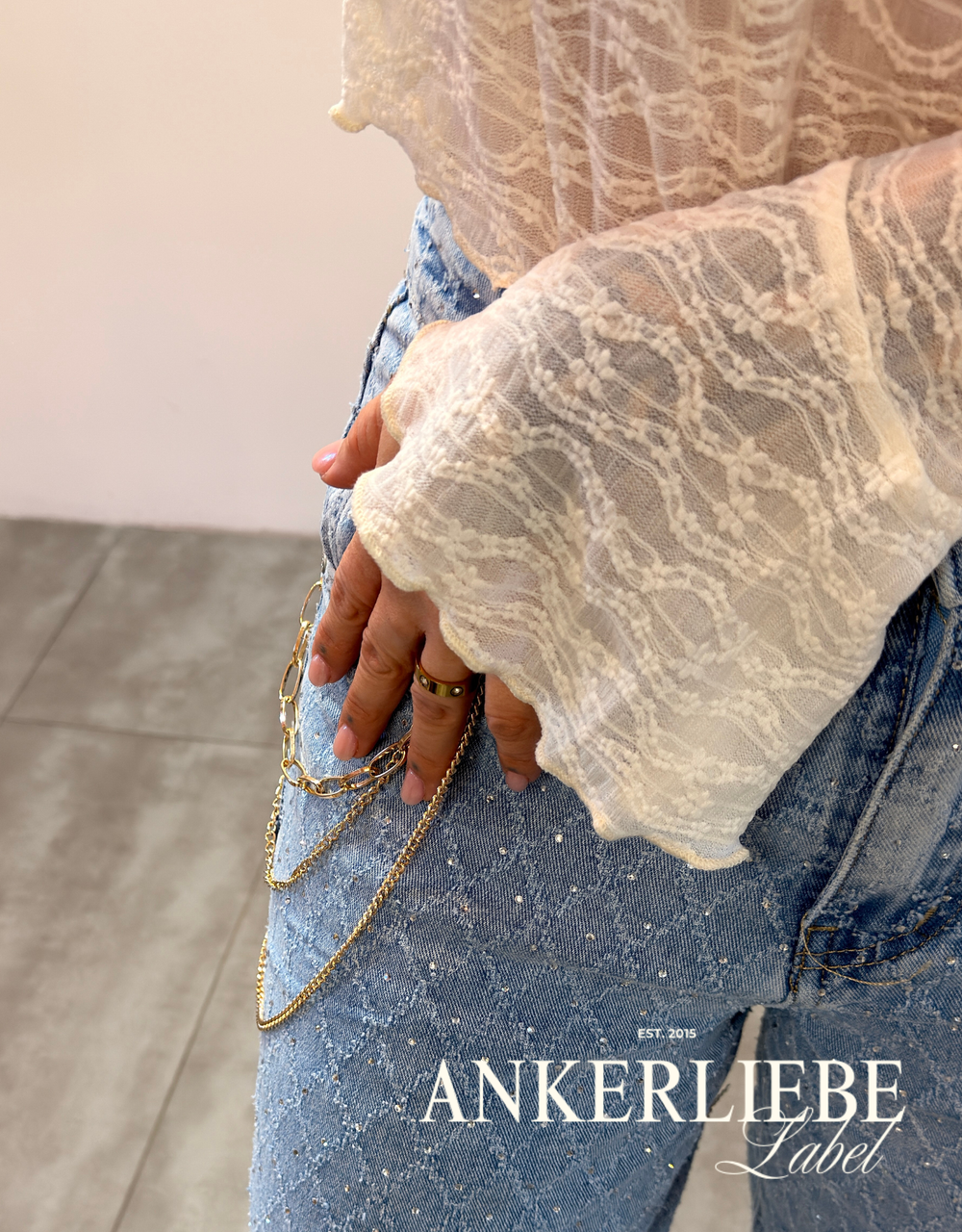 spitzenshirt trompetenärmel | creme