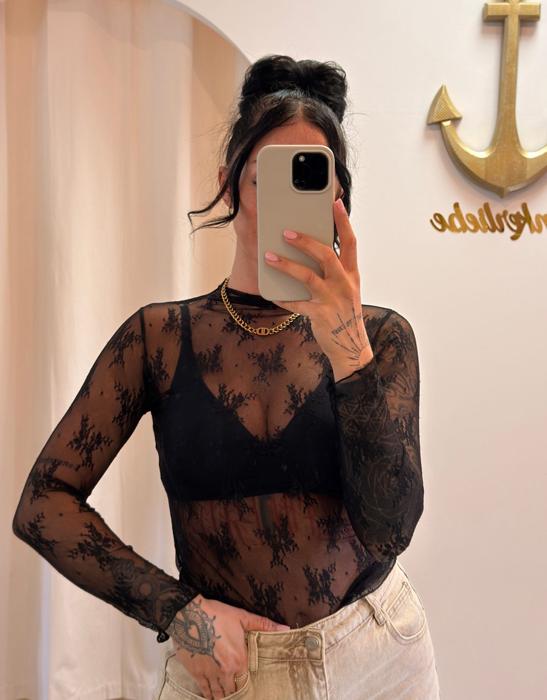 image spitzentop fine | schwarz langarm