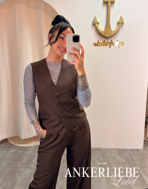 spitzentop mit u-boot-ausschnitt | blau