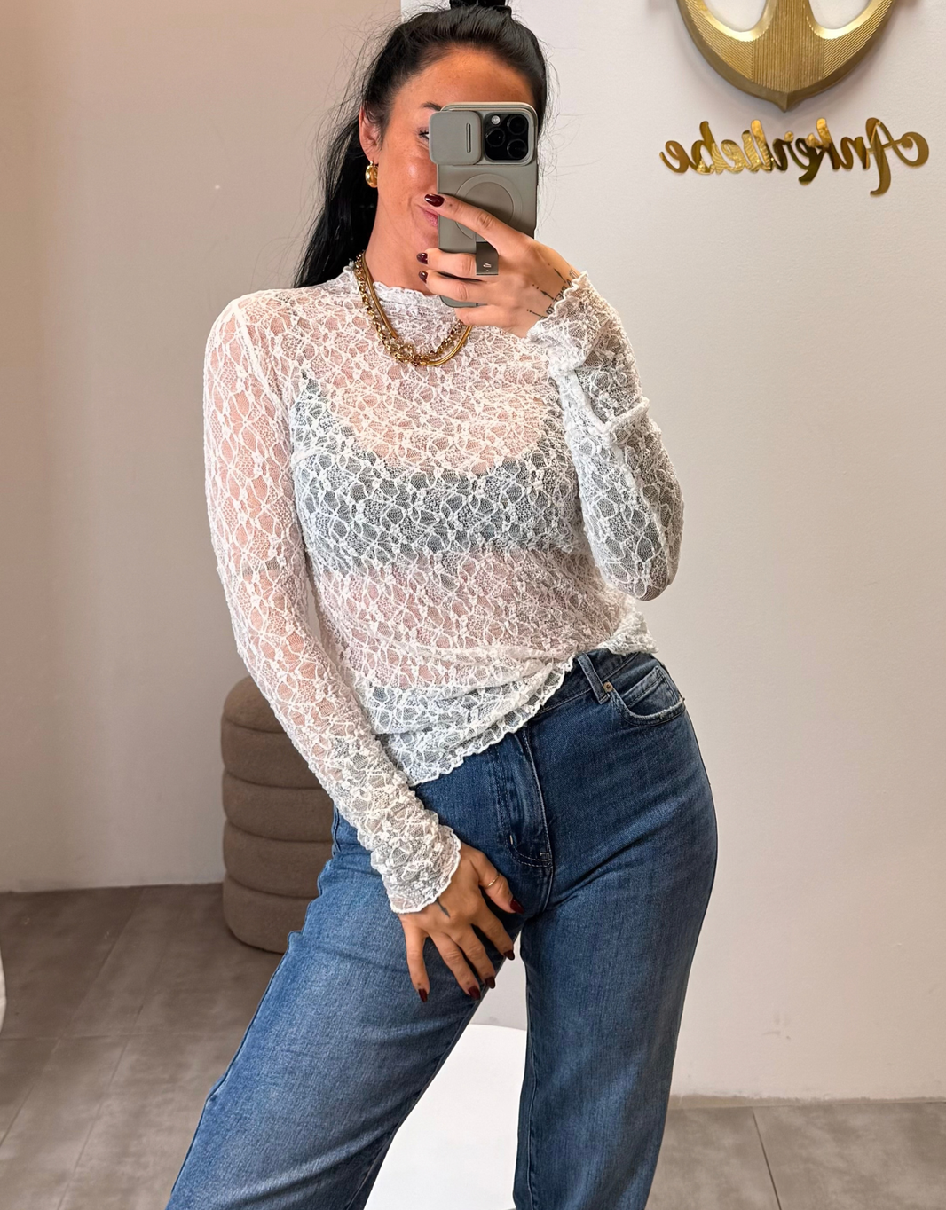 image spitzenshirt langarm | weiß