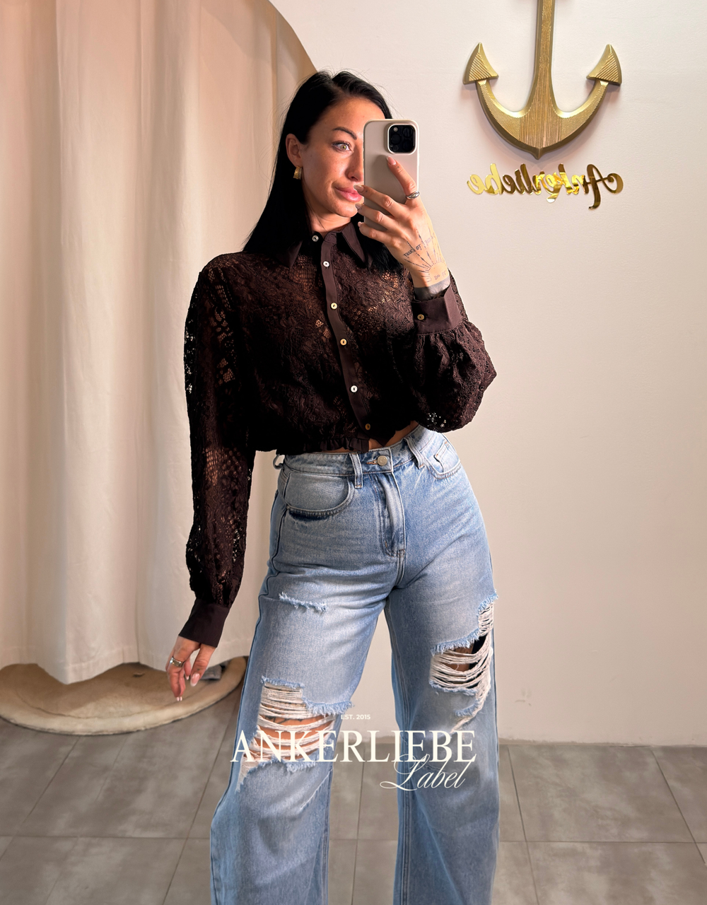 spitzen-crop-bluse | chocolate