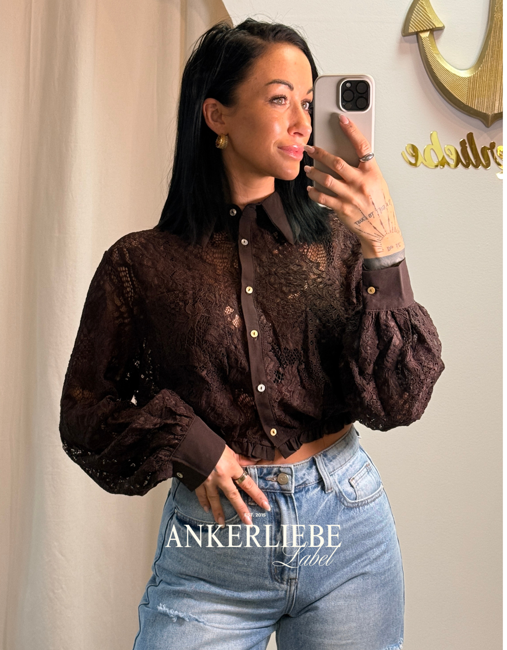 spitzen-crop-bluse | chocolate