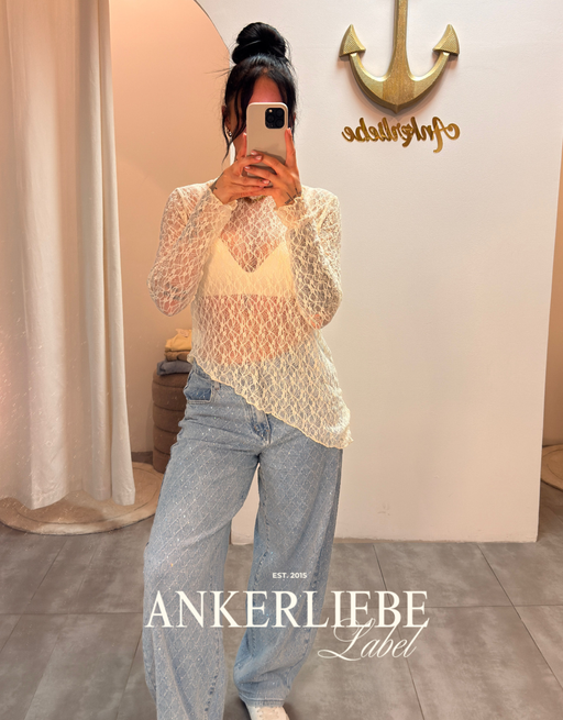 spitzenshirt schräg | creme