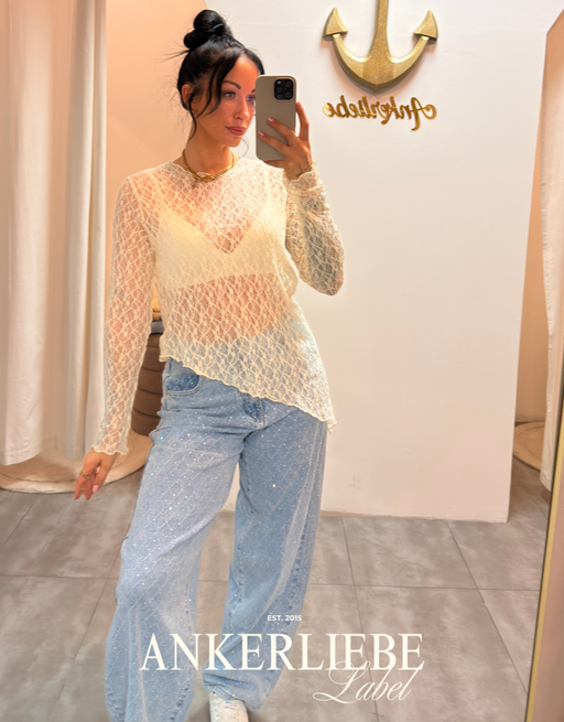 spitzenshirt schräg | creme