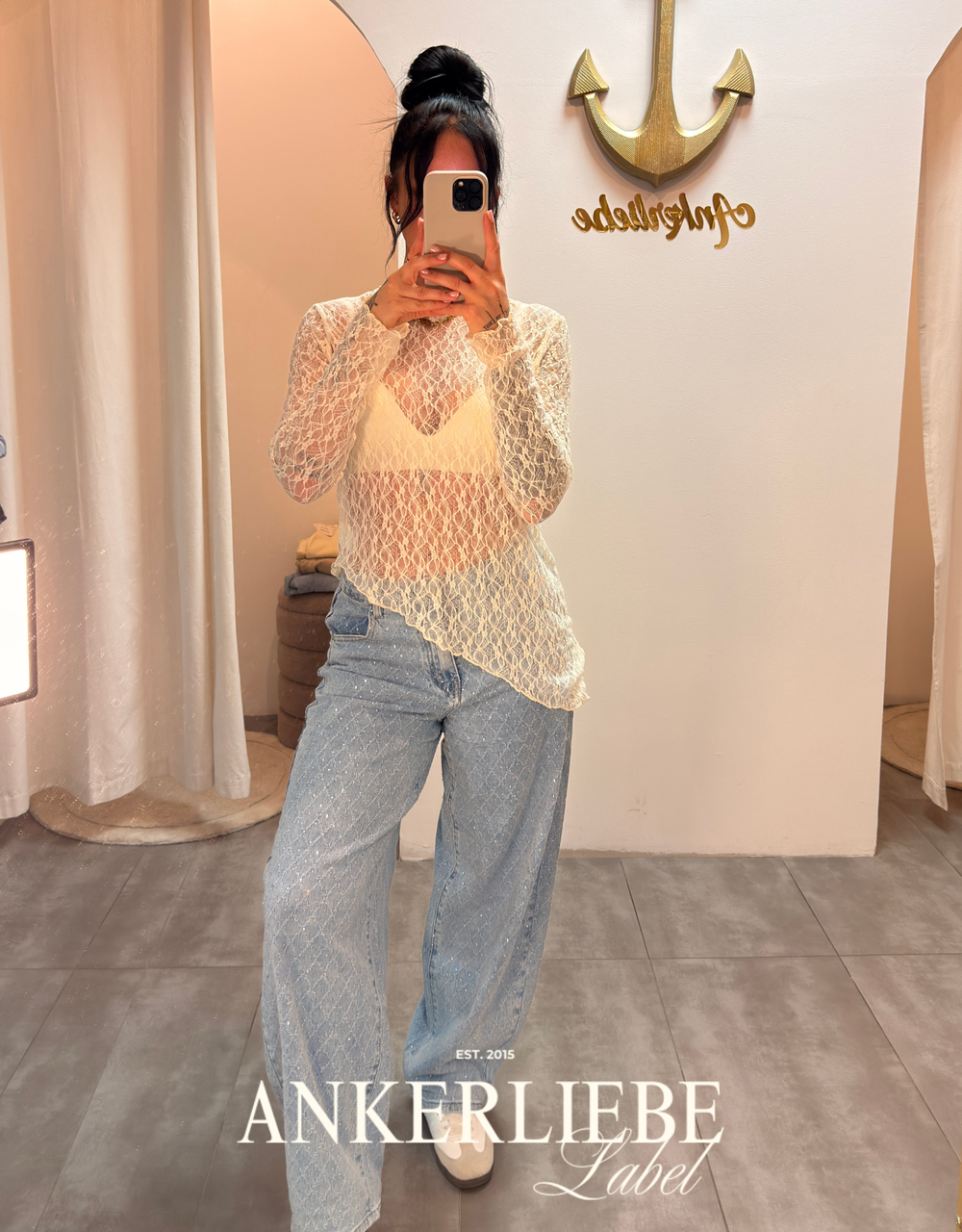 spitzenshirt schräg | creme