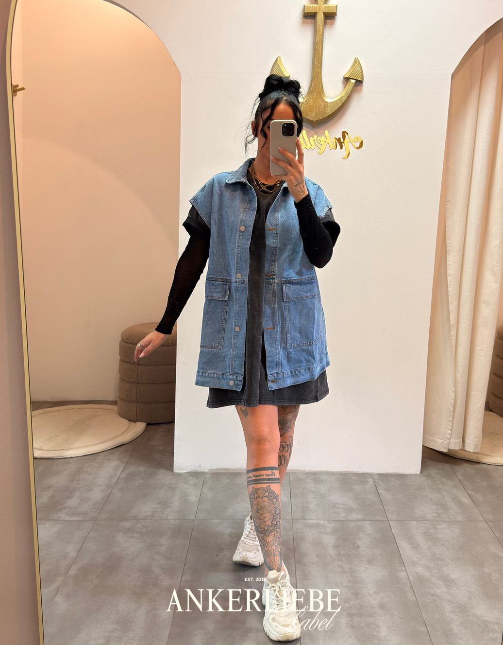oversized jean weste | light blue