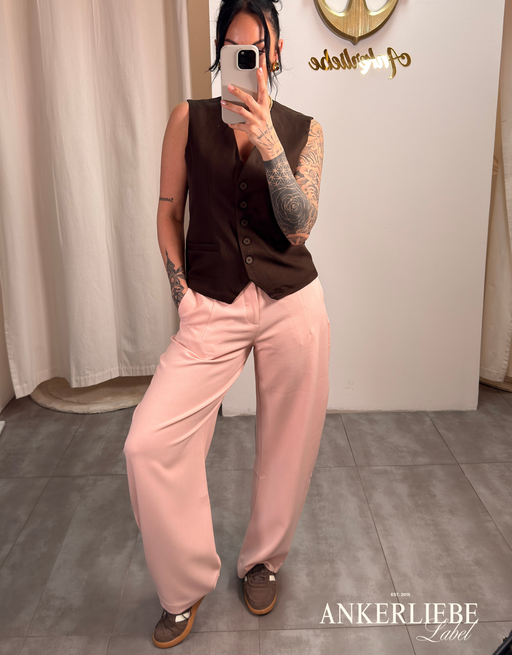 strukturierte ballonhose mit weitem bein | rosa