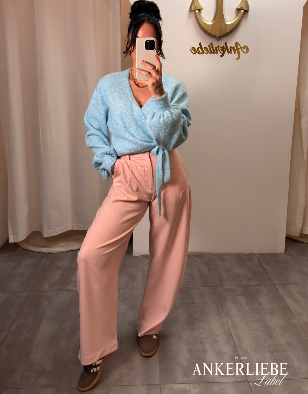 image wickel-cardigan mit ballonärmeln | blau