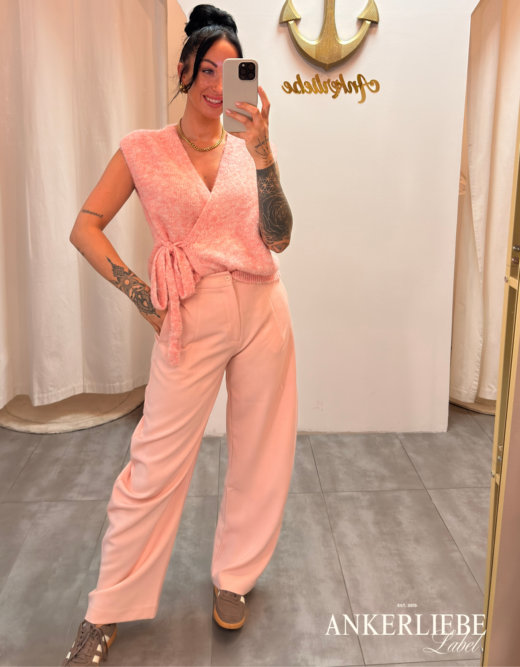 strukturierte ballonhose mit weitem bein | rosa