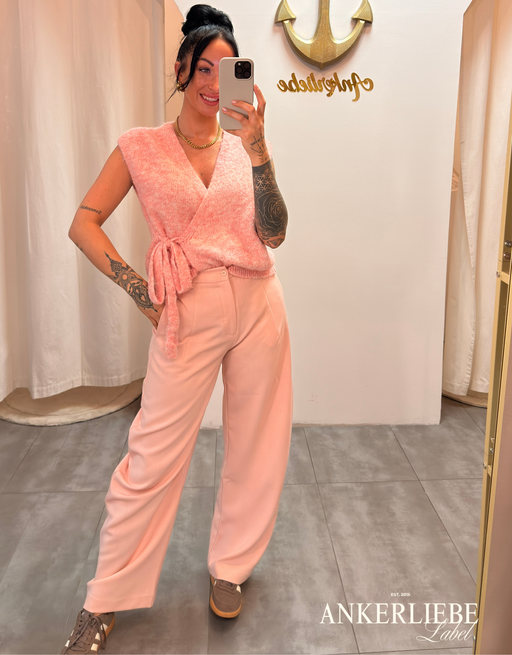 strukturierte ballonhose mit weitem bein | rosa