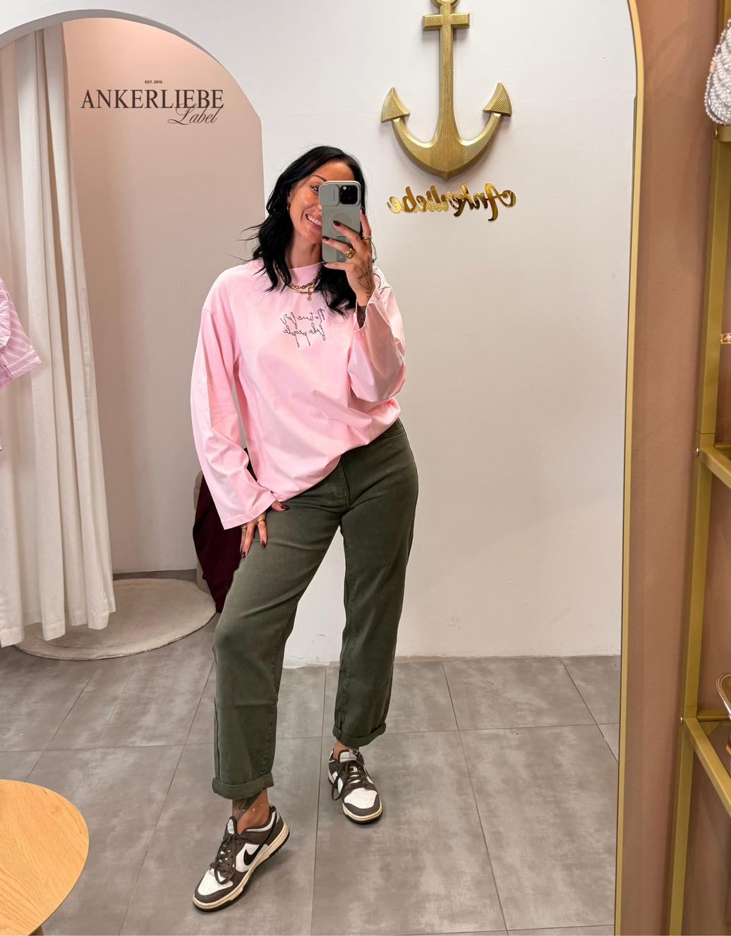 mom jean olive khaki | soft denim