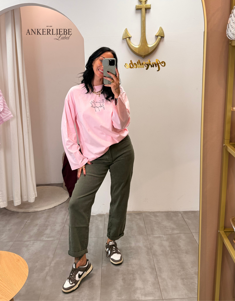 no time for fake people | oversized langarmshirt rosa